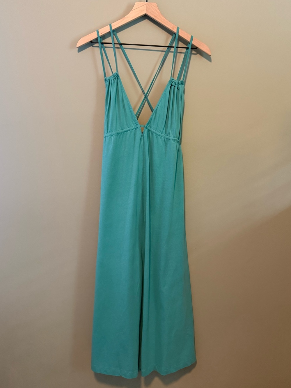 Zara Aqua V‑Neck Crisscross Strappy Maxi Dress | S
